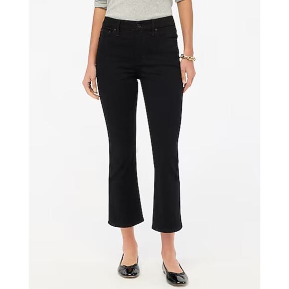 NEW‎ J. Crew Size 10 Petite flare crop black jean in all-day stretch (30P) NWT - Picture 1 of 9